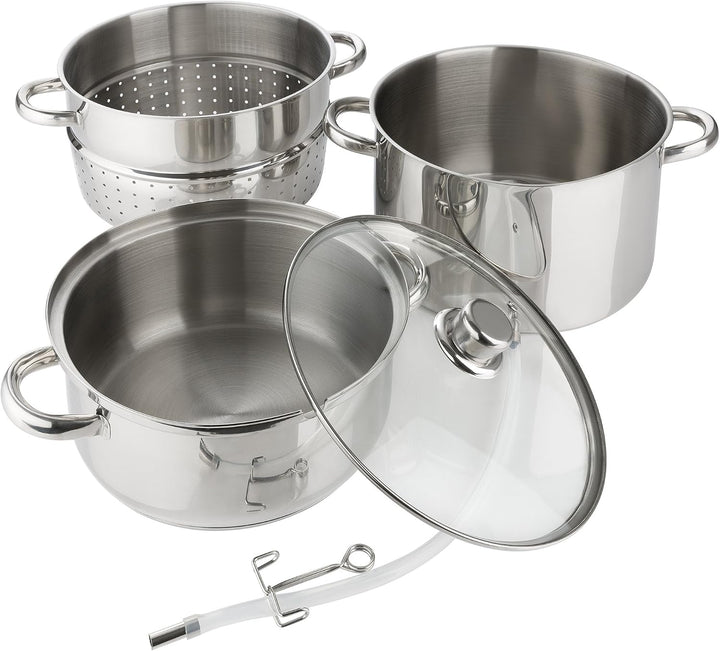 Arebos Dampfentsafter | 15 L | Edelstahl | für alle Herdarten geeignet auch Induktion| Ø 26cm | spül