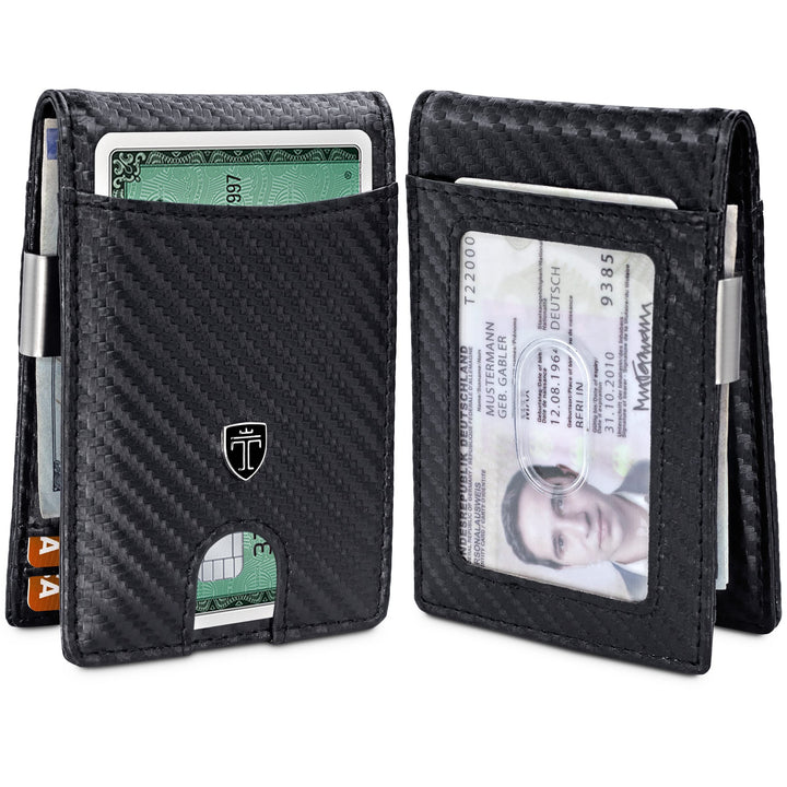 TRAVANDO Atlanta Herren-börse mit Klammer, schmal, RFID-Blockierung, Kreditkartenhalter, Mini-Bifold