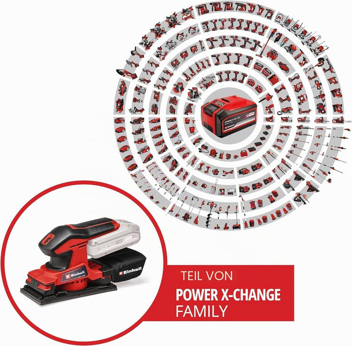 Einhell Akku-Schwingschleifer TC-OS 18/187 Li Solo Power X-Change (Lithium-Ionen, Micro-Klett, Griff