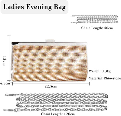 CORIOS Abendtasche Damen Strasssteine Clutch Bag Strass Handtasche Diamant Klein Tasche Kette Elegan