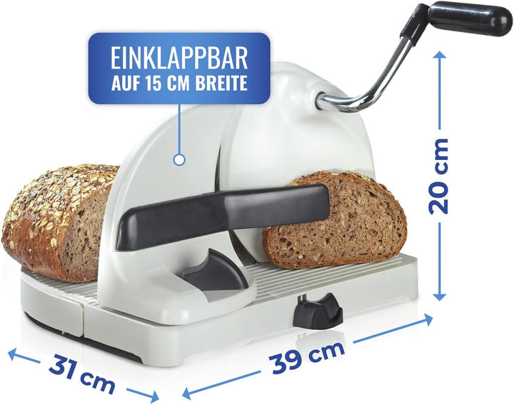 Maximex Brotschneidemaschine, geschnittenes Brot im Handumdrehen, Scheibendicke stufenlos per Hebel