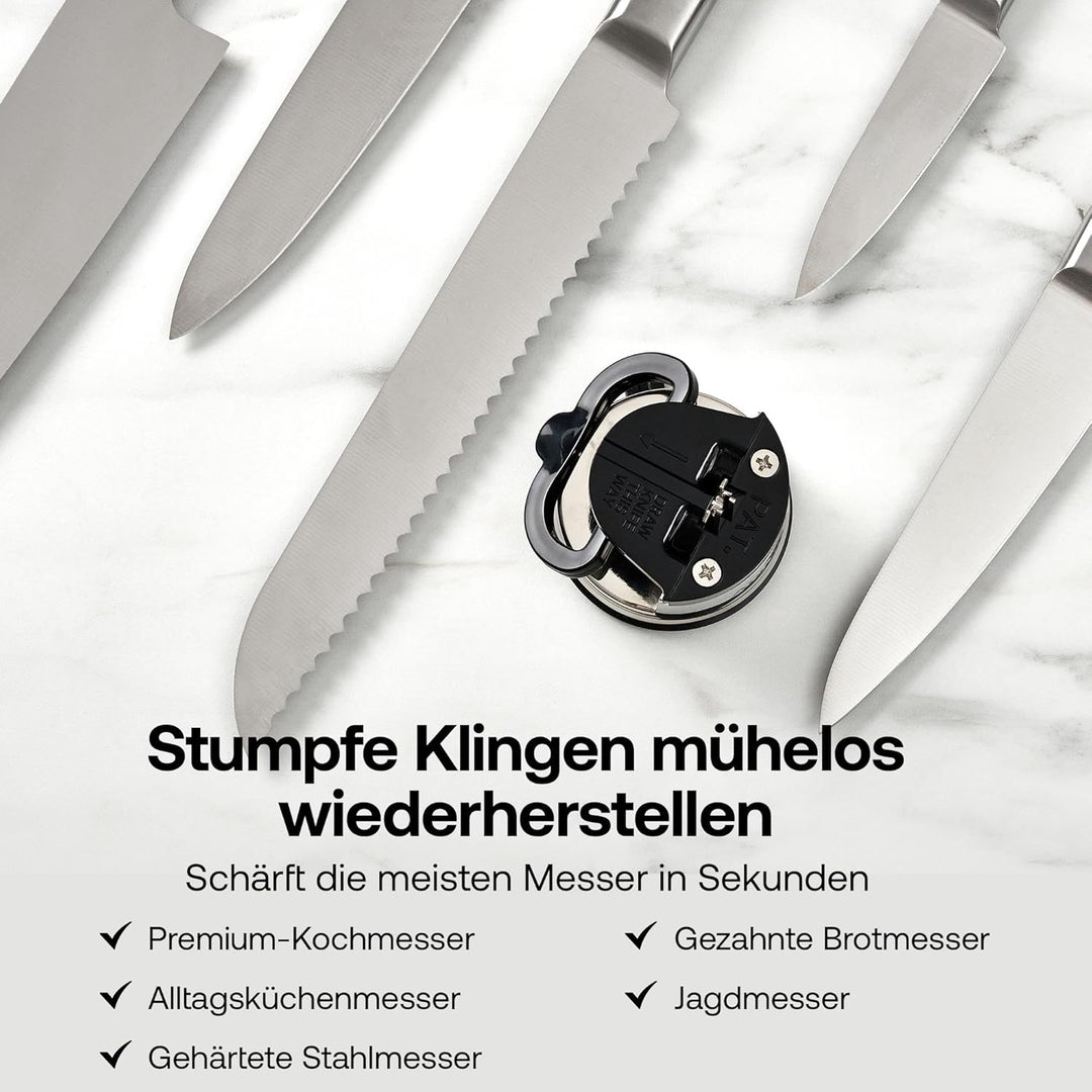 AnySharp Pro Messerschärfer (Metall) mit Saugnapf, Gebürstetes Metall Metall Pro Geschenkbox Gebürst