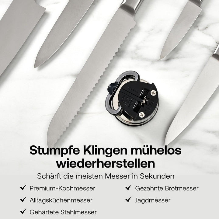 AnySharp Pro Messerschärfer (Metall) mit Saugnapf, Gebürstetes Metall Metall Pro Geschenkbox Gebürst