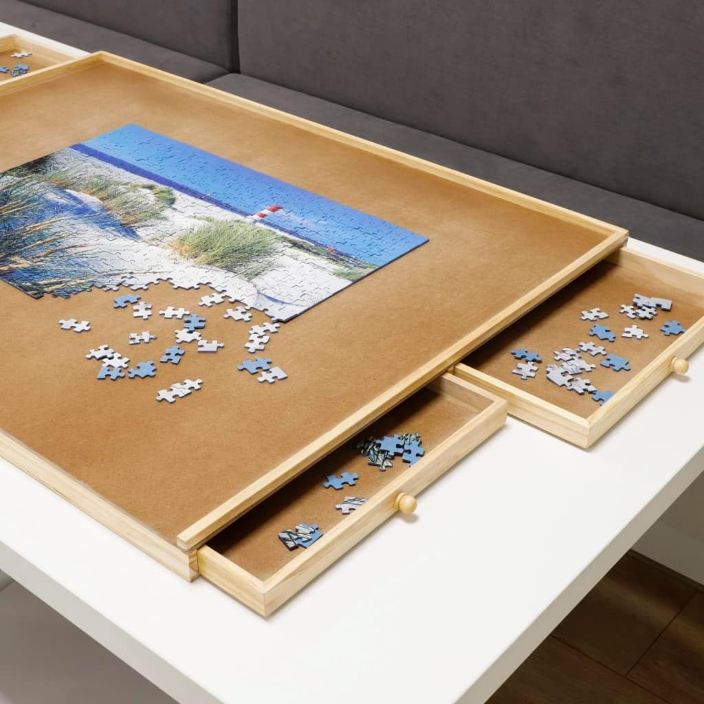 Haushalt International Puzzletisch 1000 Teile Puzzel Tisch 76x57cm Puzzel Board 4 Schubladen Puzzleb
