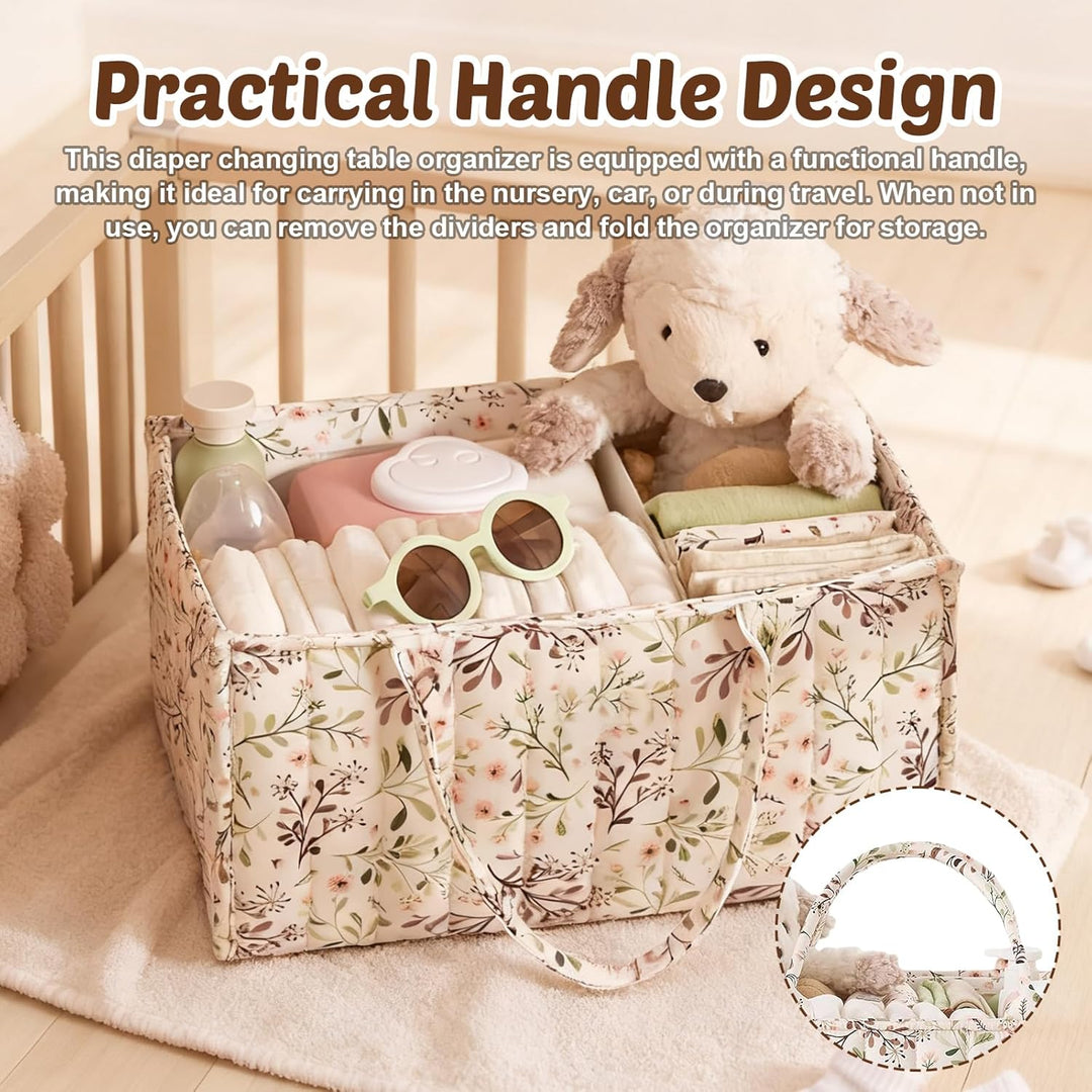 Wickeltasche Organizer, Baby Windel Caddy Organizer, 38x25.5x18cmcm Wickel Organizer mit Fächern & G