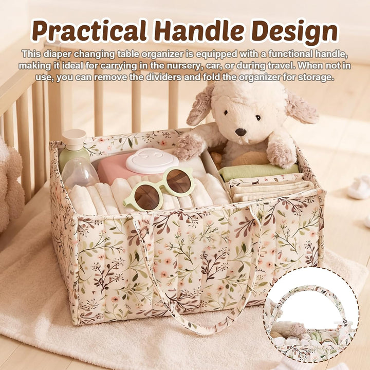 Wickeltasche Organizer, Baby Windel Caddy Organizer, 38x25.5x18cmcm Wickel Organizer mit Fächern & G