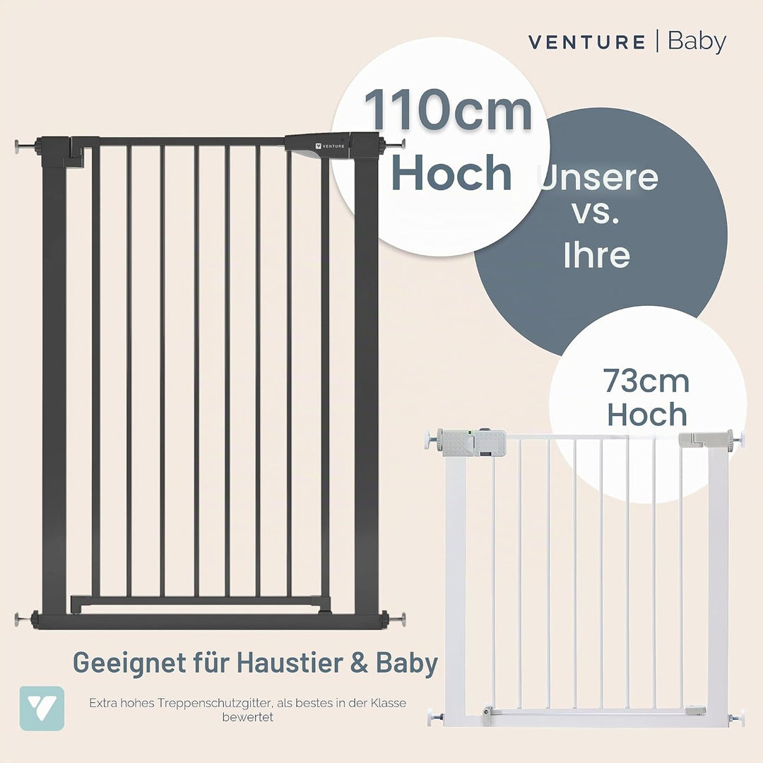 Venture Q-Fix Haustier-Schutzgitter mit Druckbefestigung, 75–84 cm breit, 110 cm extra hoch, einziga