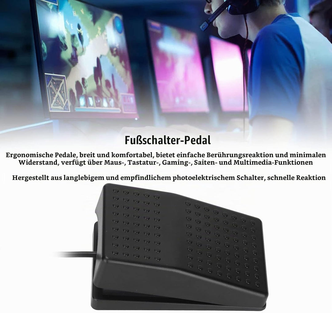 Annadue USB Einzel Fussschalter Aktion Schalter Tastaturpedal, Mechanischer USB Einzelpedalschalter,
