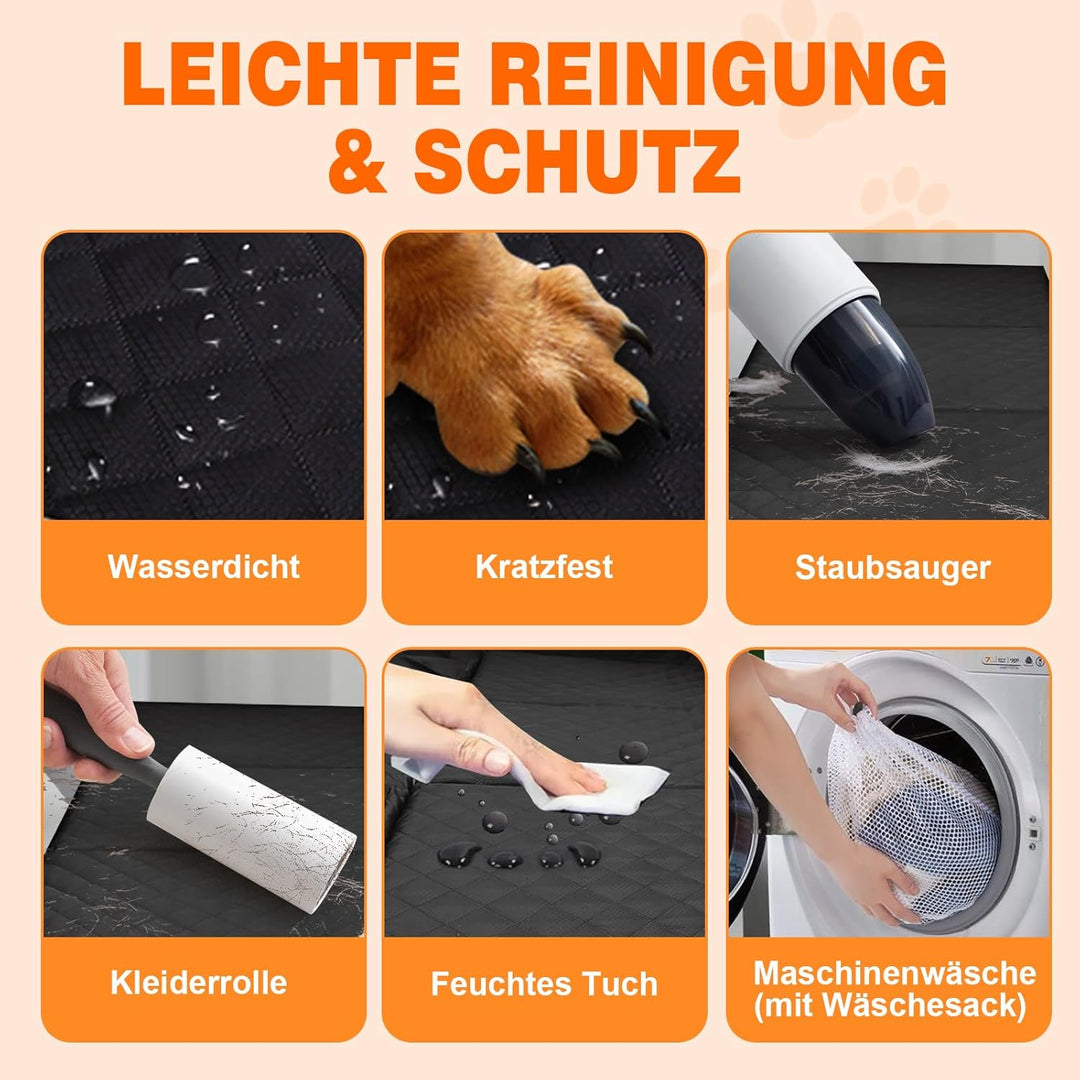 Neccis Hundedecke Auto Rückbank mit Abnehmbarer Harter Unterseite, 136 x 61 cm Autoschutzdecke Hund