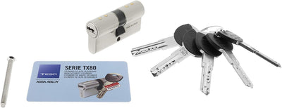 Tesa Assa Abloy Zylinder TX853070N TX80 TESA Doppelprofil Euro 30x70, Nocken R15, Finish.5 Schlüssel