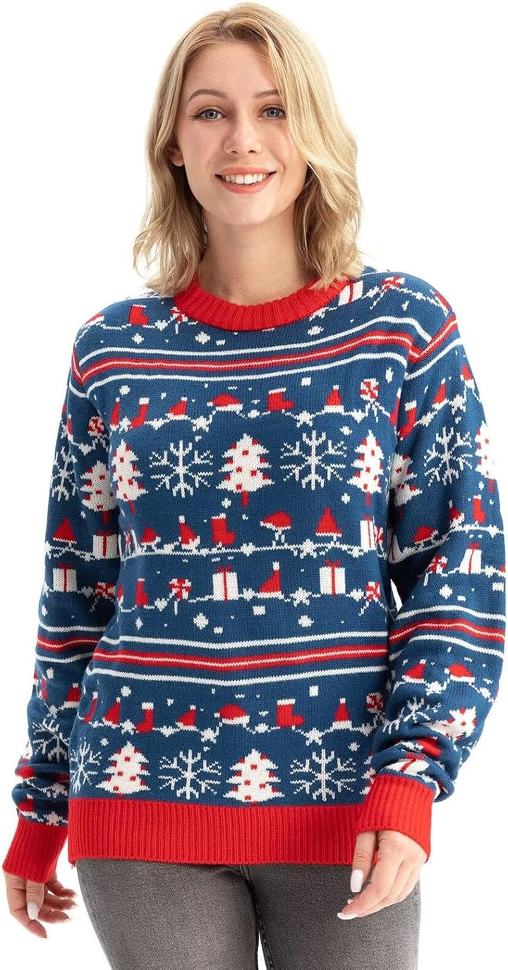 U LOOK UGLY TODAY Hässlicher Weihnachtspullover Herren Unisex Lustig Ugly Christmas Sweater Chunky G