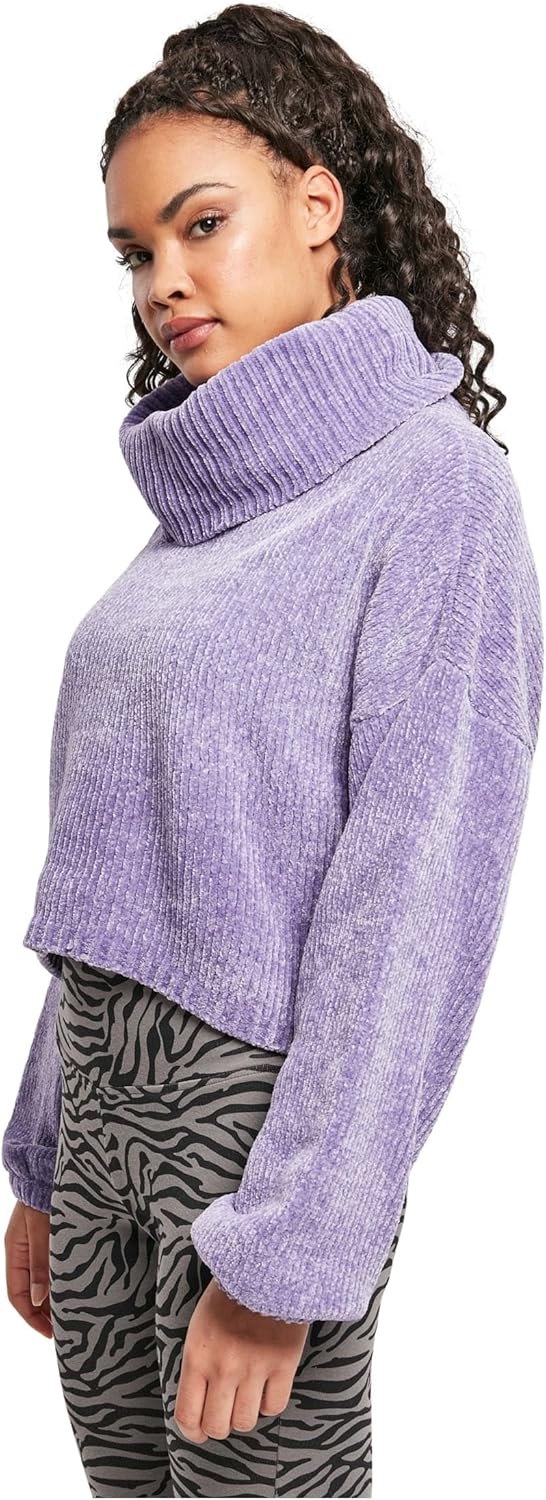 Urban Classics Damen Tb4516-ladies Short Chenille Turtleneck Sweater Sweatshirt S Lavender, S Lavend