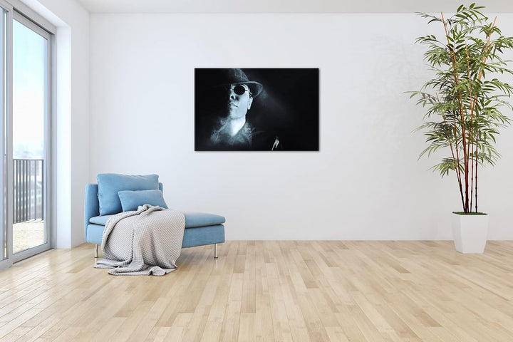 deyoli Gangster mit retro Brille Format: 80x60 als Leinwand, Motiv fertig gerahmt auf Echtholzrahmen