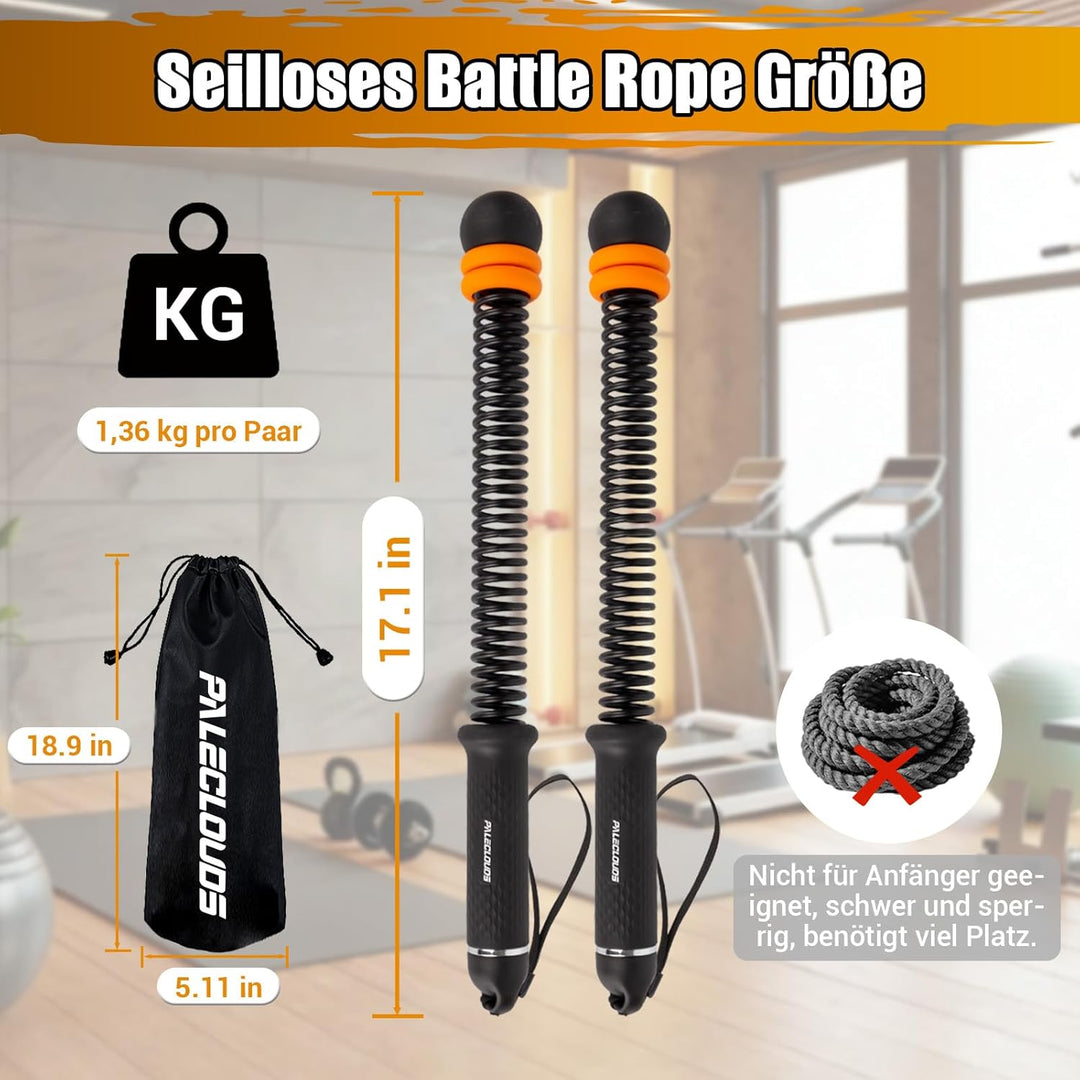 Ropeless Battle Ropes, Verstellbare Battle Rope Ohne Seil mit Tragetasche & Übungsanleitung, Gewicht