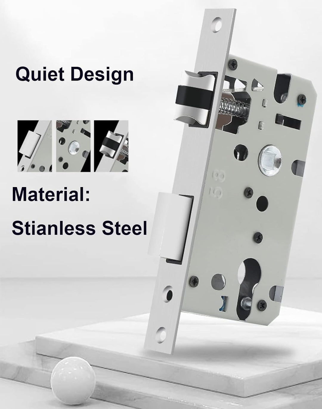 Qrity Modernes Griffschloss Holztürschloss Aluminium Split Hebelschloss Set Mute, Schwarz Türhebelgr