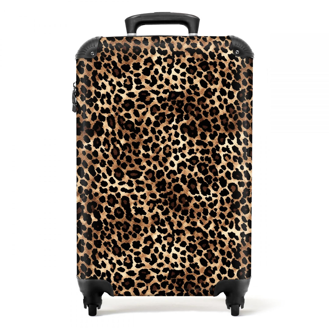 NoBoringSuitcases.com® Koffer Handgepäck Trolley Rollkoffer Kleine Reisekoffer mit 4 Rollen - Leopar