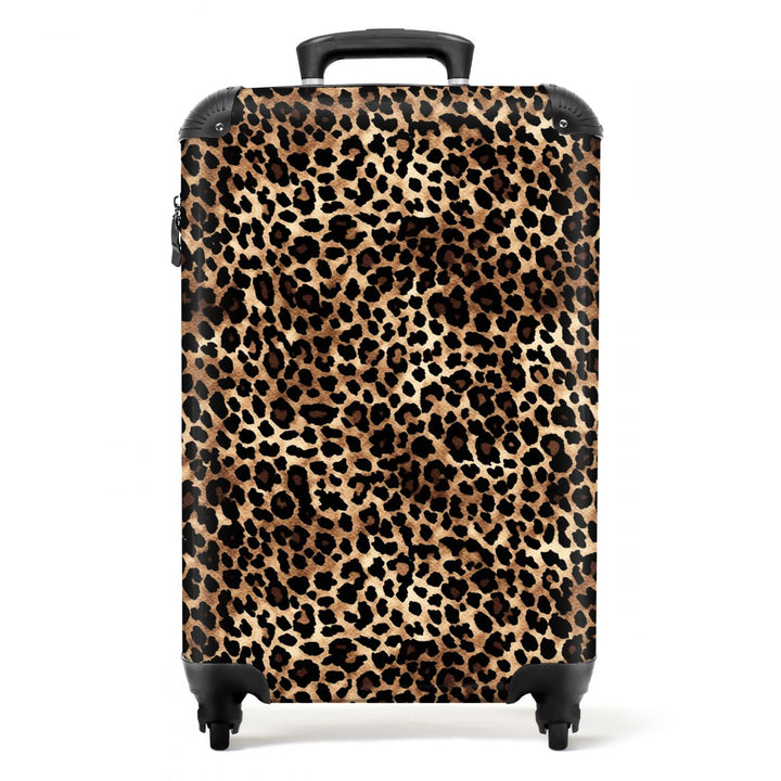 NoBoringSuitcases.com® Koffer Handgepäck Trolley Rollkoffer Kleine Reisekoffer mit 4 Rollen - Leopar