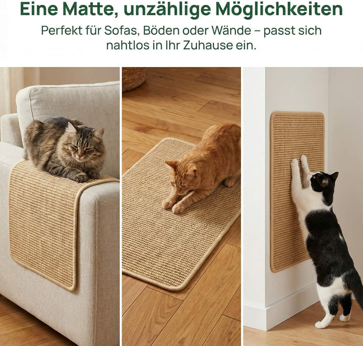 Premium Sisal Kratzmatte selbstklebend - Verbessertes Kratzbrett für Wand & Sofa, strapazierfähiger