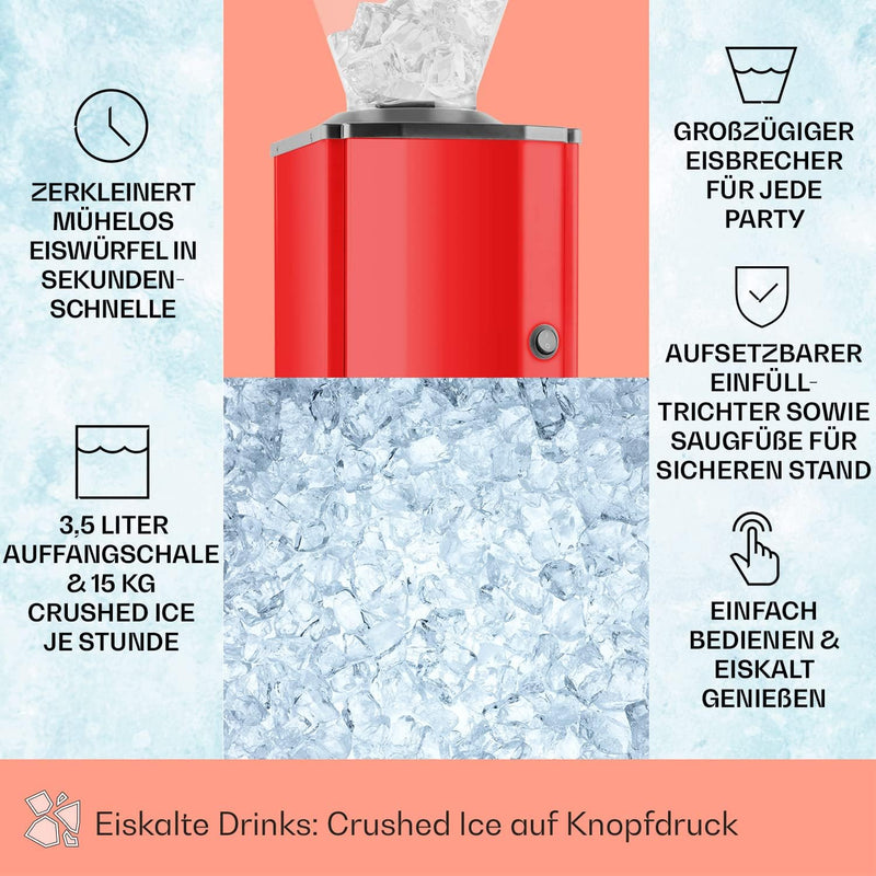 oneConcept Icebreaker - Ice Crusher, Eiscrusher, Eiszerkleinerer, 15 kg/h, 3,5 Liter (etwa 1,75 kg)