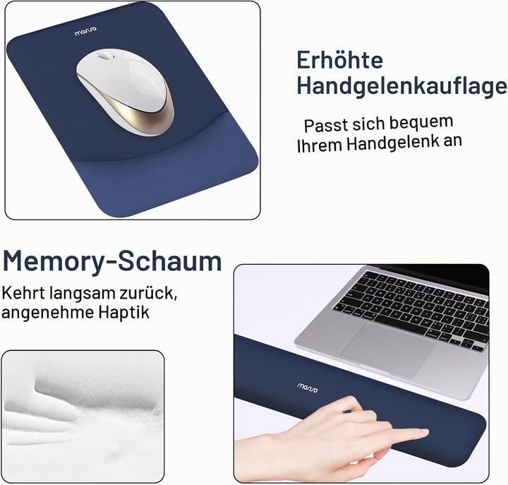 MOSISO Tastatur Mauspad Set,Grosses Mauspad&amp;Rechteckige Tastatur Handgelenkauflage mit Handgelenkauf