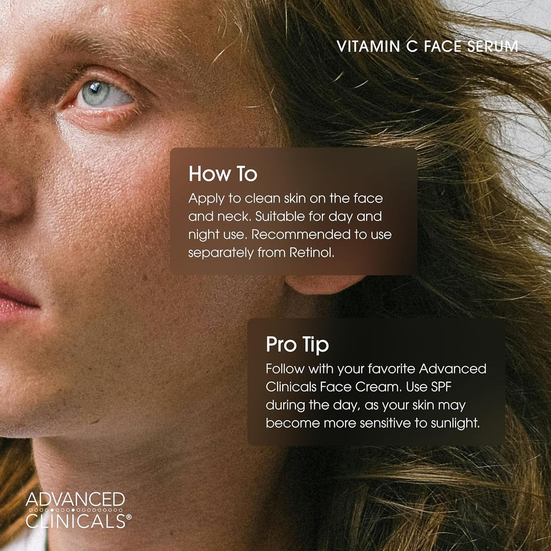 Advanced Clinicals Vitamin C Anti-Aging-Serum für dunkle Flecken,ungleichmässige Hautfarbe,Krähenfüs