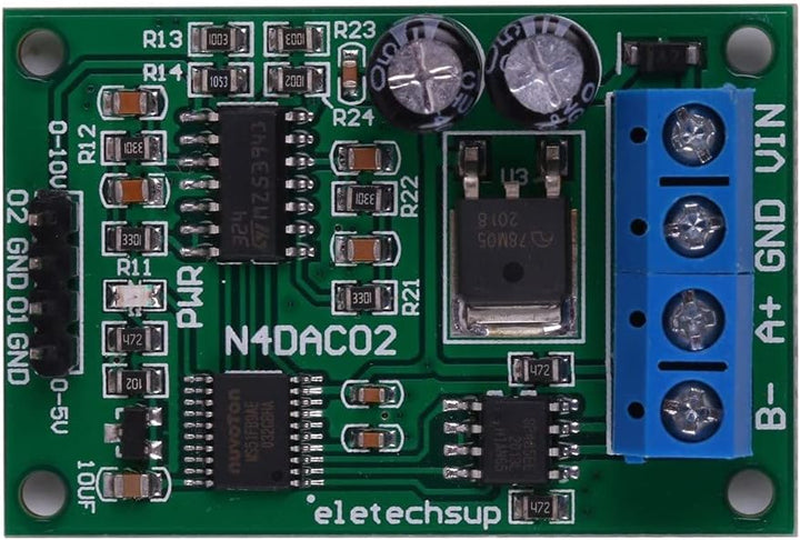 2-Kanal N4DAC02 DC 12V RS485-zu-DAC Digital-Analog-Umwandlungsmodul, RS485-zu-0-5-V /0-10-V Spannung