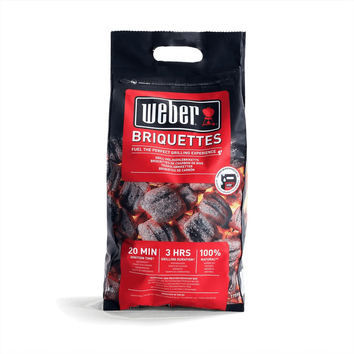 Weber Go-Anywhere Holzkohlegrill, portabel, Schwarz (1131004), 27x31x43 cm & 17590 Briketts, Schwarz