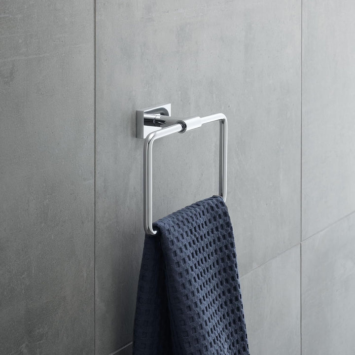 Duravit Handtuchring Karree, Handtuchhalter Wandmontage, Chrom, 20 cm x 6 cm, Handtuchring