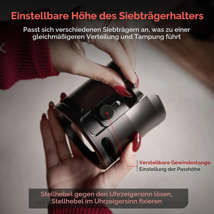 IKAPE Neu überarbeiteter Espresso-Tamper- und Siebträgerhalter – Basis aus Aluminiumlegierung zum An