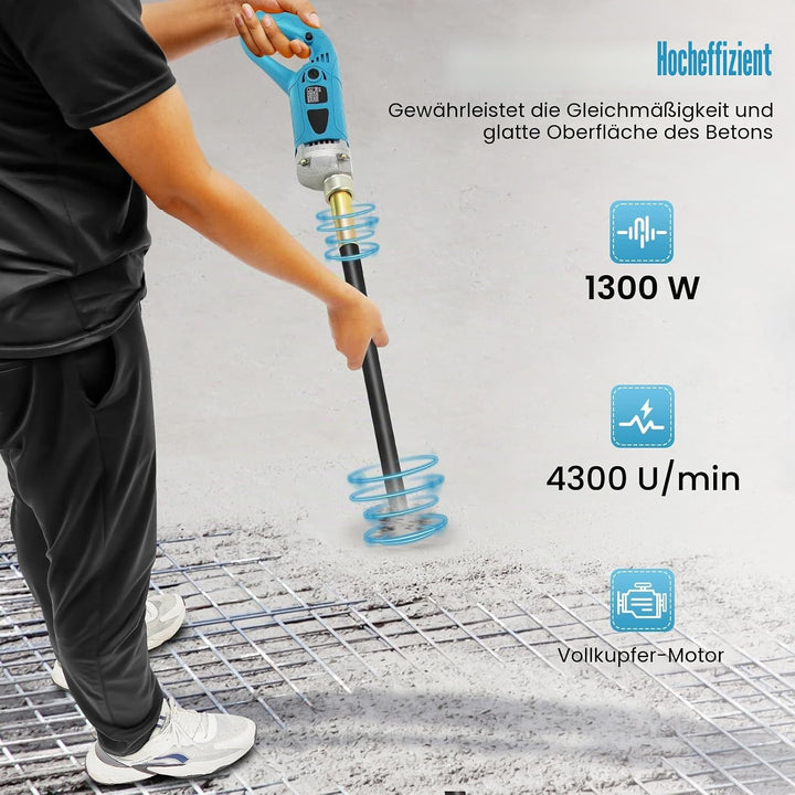 Elektrischer Betonrüttler, 1300W Hand - Betonrüttler,1.5 m Langer Kupferstange Betonwerkzeuge 4300 U