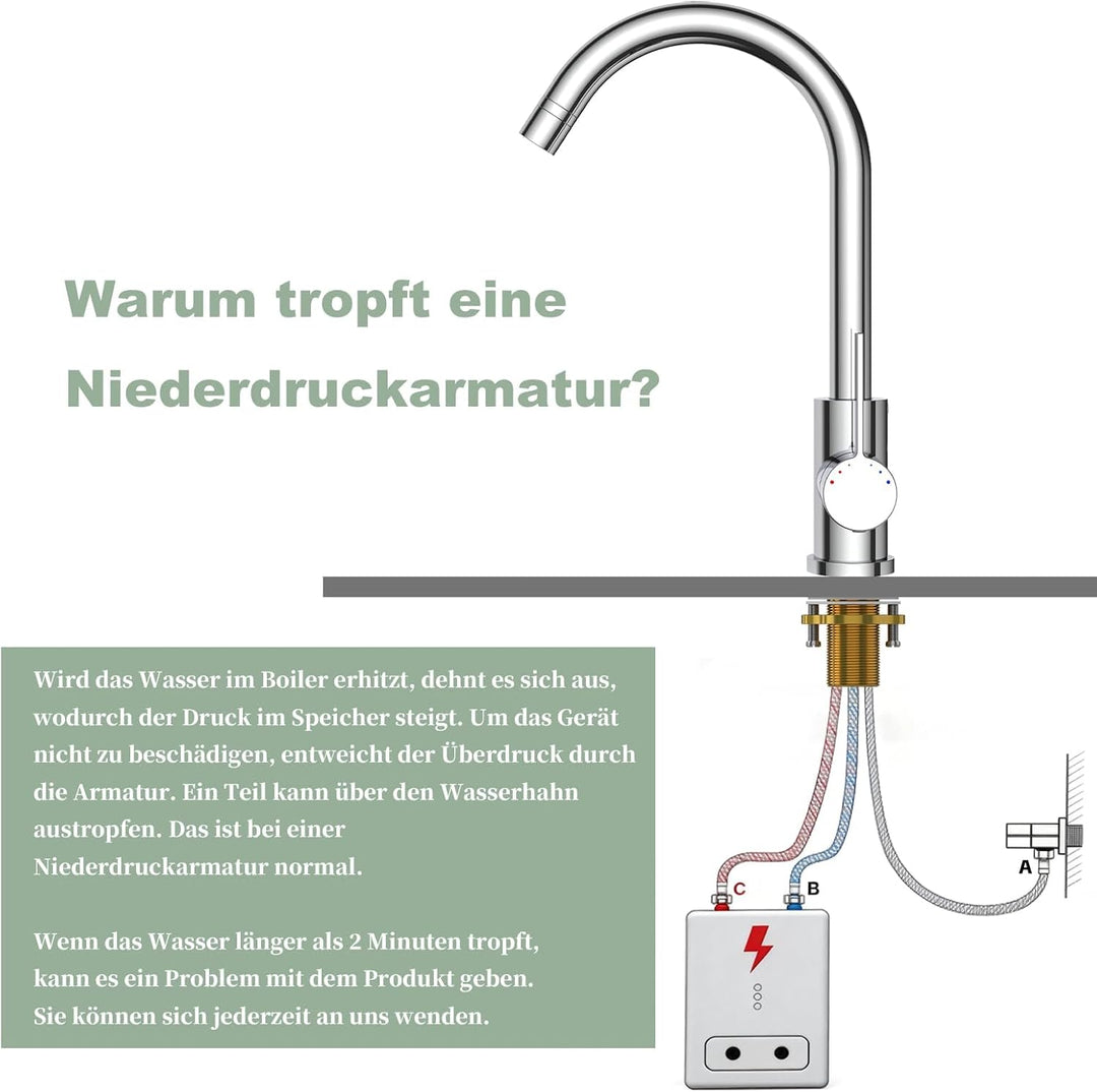Niederdruck Armatur Küche mit 2 Strahlarten, 360 ° Drehbare Wasserhahn Küche, Leicht zu zerlegen und