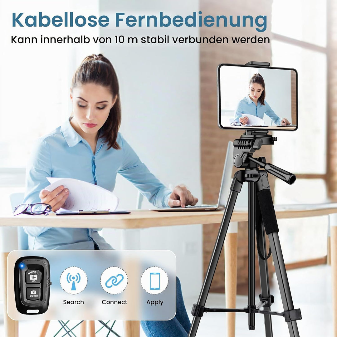 Nineigh Kamera Stativ,Tragbares Handy Stativ für Smartphone iPad mit 45-211cm Höhe, Leichtes Camera