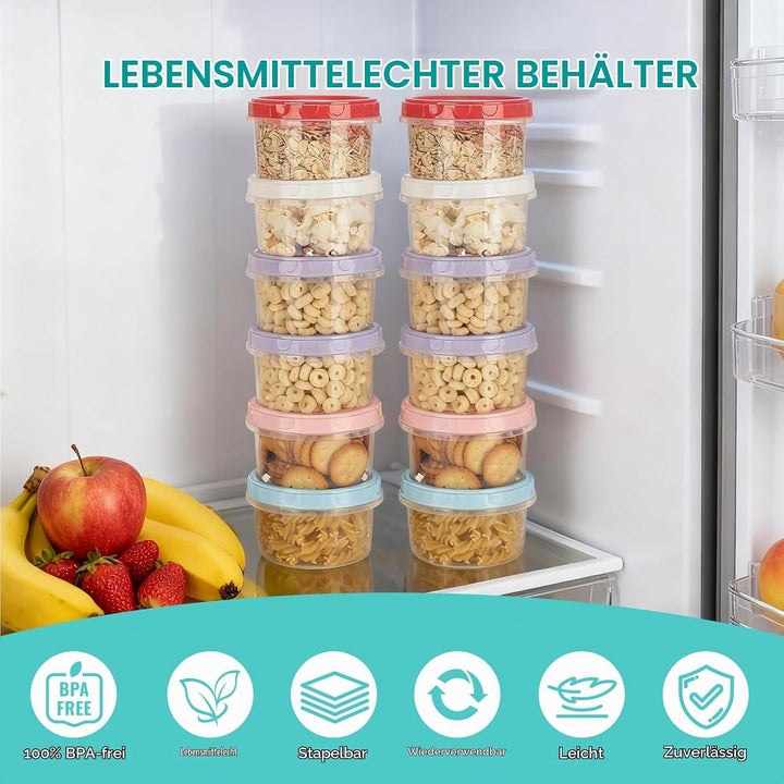 VINATO 18Pcs Frischhaltedosen Mit Deckel, 250ml Kleine Dosen Mit Deckel Plastik, Lebensmittelbehälte