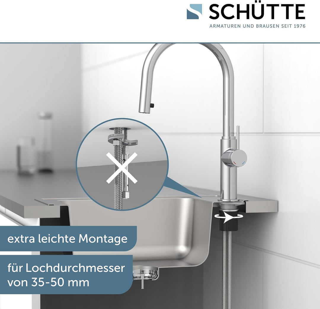 SCHÜTTE 79516 Blackpool Küchenarmatur mit ausziehbarer Geschirrbrause | 360 Grad Wasserhahn für die