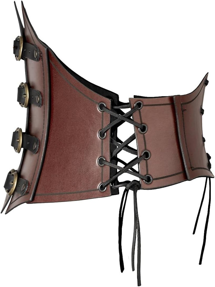 Andracor – Steampunk Corsage Renaissance – Unterbrust Ledermieder mit Zierschnallen und Korsett Opti