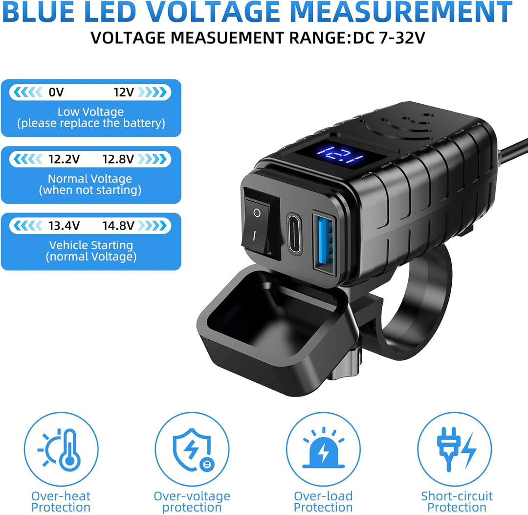 Lhdfyqt Dual-USB Motorrad Telefon Ladegerät, Motorrad USB Ladegerät, Schnelltrenner SAE zu USB Adapt