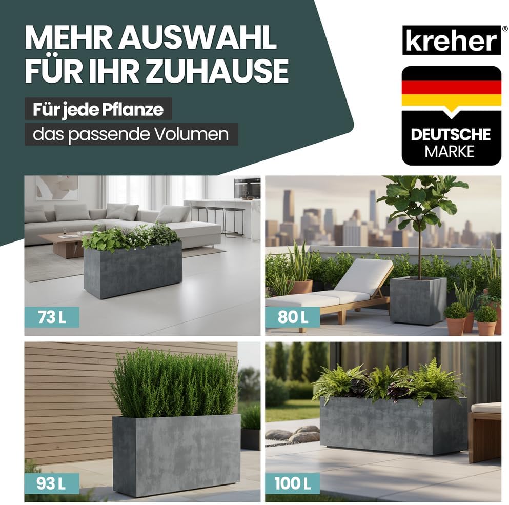 Kreher XL Pflanzkasten Millennium in verschiedenen Formaten und Farben. Tolle Naturstein Optik in Br