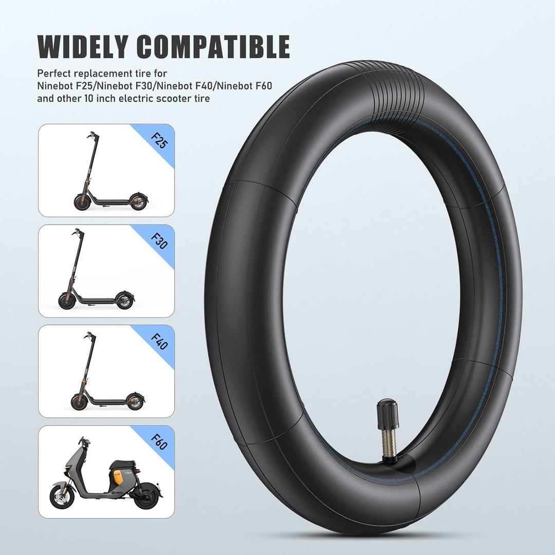 SYACHI E Scooter Schlauch 10x2,125, 10 Zoll Schlauch E Scooter Verdicktes mit Silbernes Ventil 45°/9