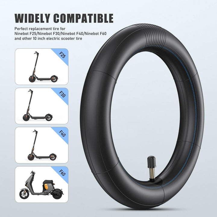 SYACHI E Scooter Schlauch 10x2,125, 10 Zoll Schlauch E Scooter Verdicktes mit Silbernes Ventil 45°/9
