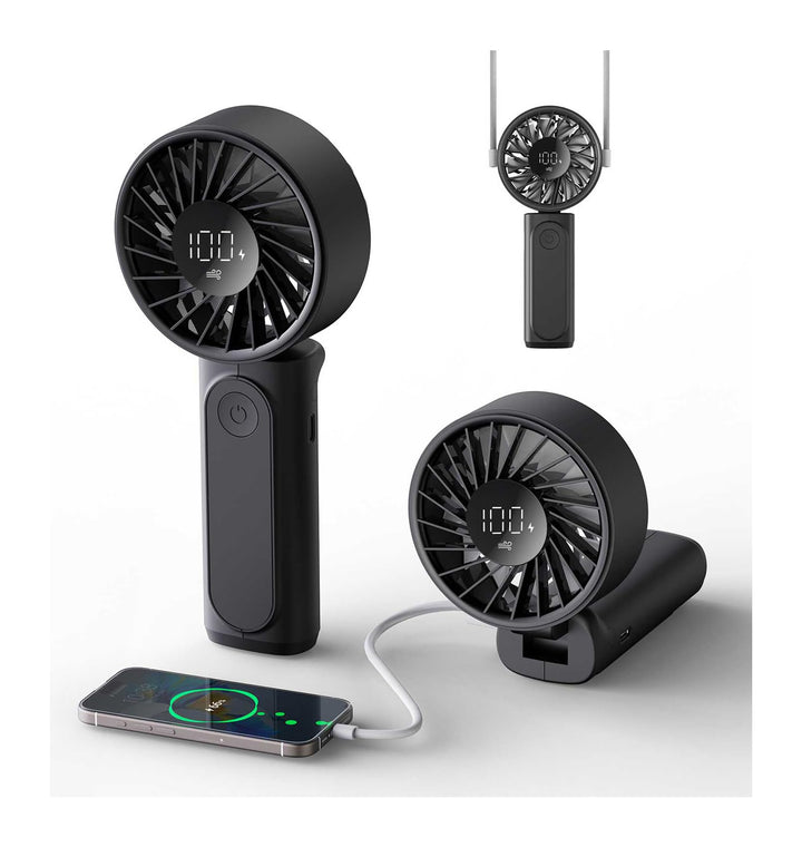 Peiyuu Handventilator, Tragbarer Mini Ventilator mit 4000 mAh, LED-Display Handventilator mit 6 Gesc