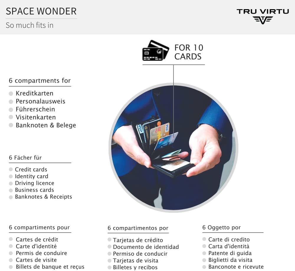 Tru Virtu Kreditkartenetui RFID/NFC Schutz - Karten Etui Fan Silk Silver Arrow - Slim Wallet aus Alu