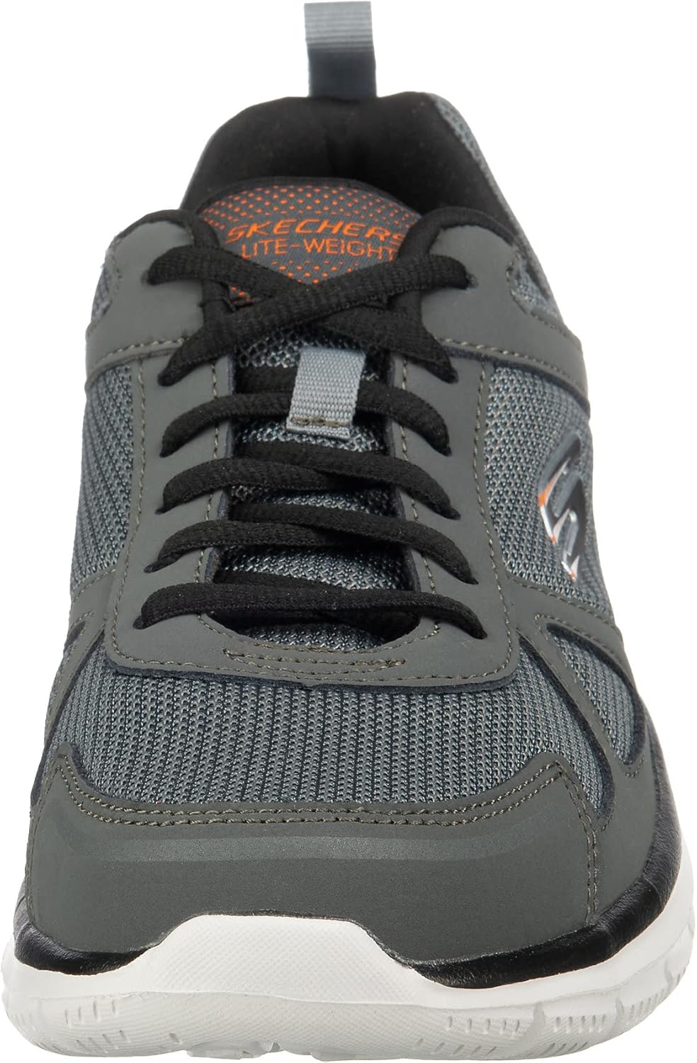 Skechers Herren Sneaker Sportschuhe 42 EU Charcoal Leather Mesh Pu Black Trim, 42 EU Charcoal Leathe