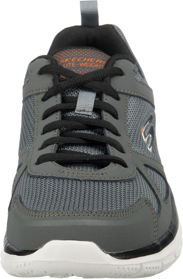 Skechers Herren Sneaker Sportschuhe 42 EU Charcoal Leather Mesh Pu Black Trim, 42 EU Charcoal Leathe