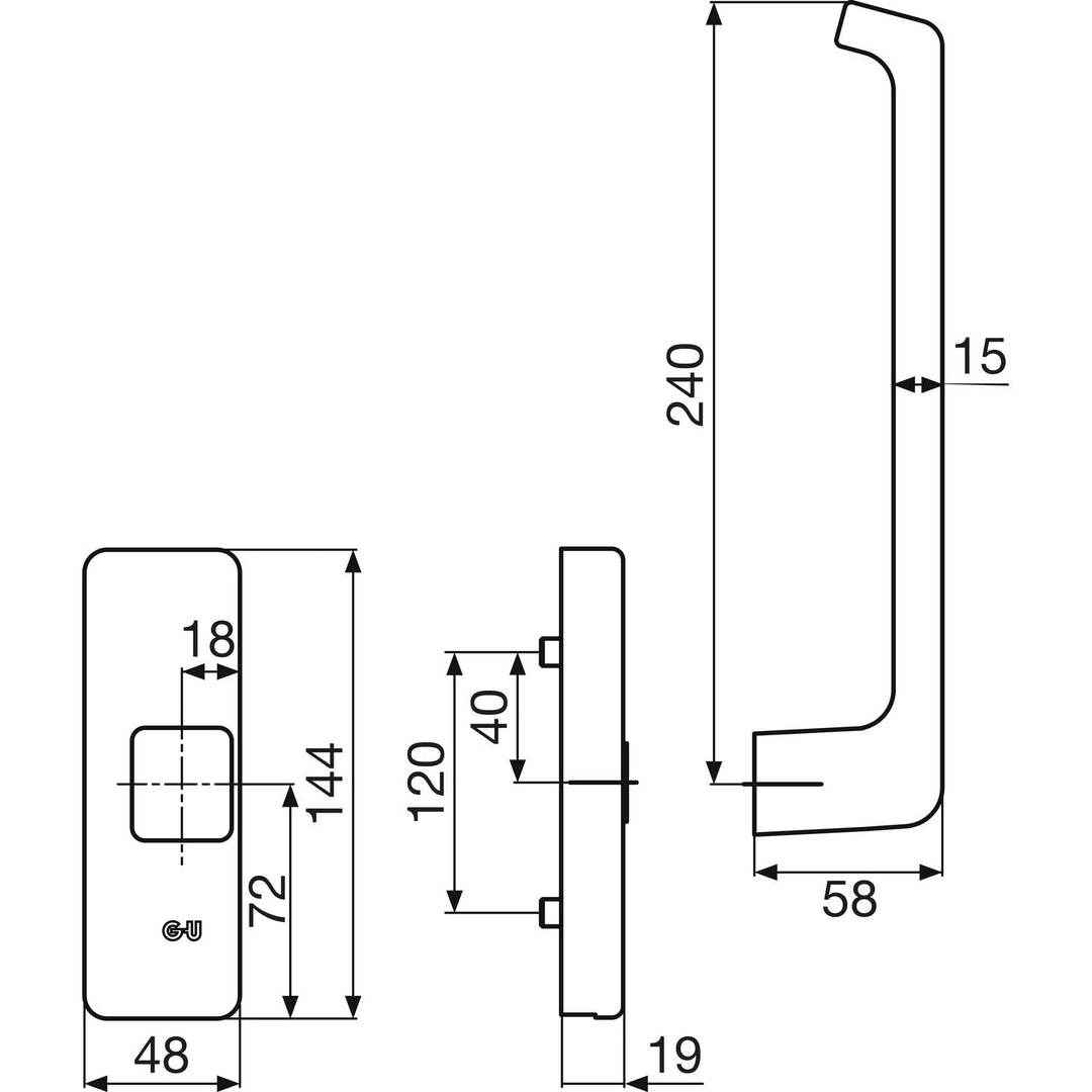 GU-966 Getriebe-Drehgriff DIRIGENT, Aussperrsicherung, weiss, links
