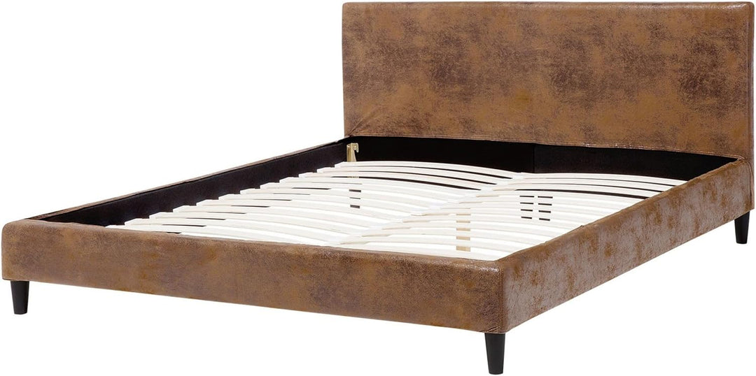 Abziehbarer Bezug für Bett FITOU Lederoptik braun 160 x 200 cm