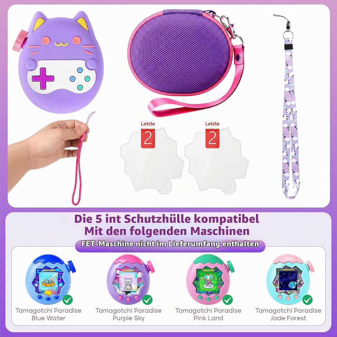 Silikon Hülle und Hartschalenkoffer kompatibel mit Tamagotchi Paradise Virtuelles Haustierspielzeug,