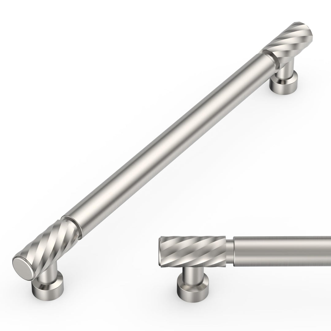 Amerdeco 10 Stück Möbelgriffe Gebürsteter Nickel 192mm Lochabstand Schubladen Griffe für Küchenschrä