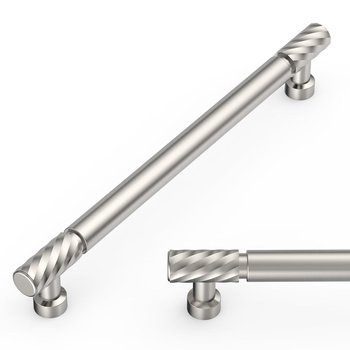 Amerdeco 10 Stück Möbelgriffe Gebürsteter Nickel 192mm Lochabstand Schubladen Griffe für Küchenschrä