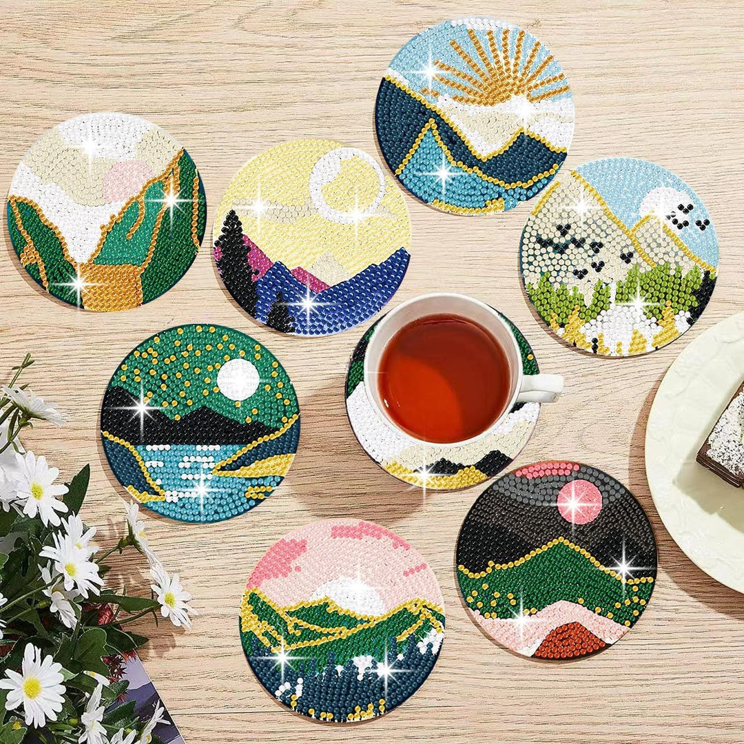 Muzagroo Art Untersetzer-Set für Erwachsene und Anfänger – abstrakte Landschaftsdesigns, stressreduz