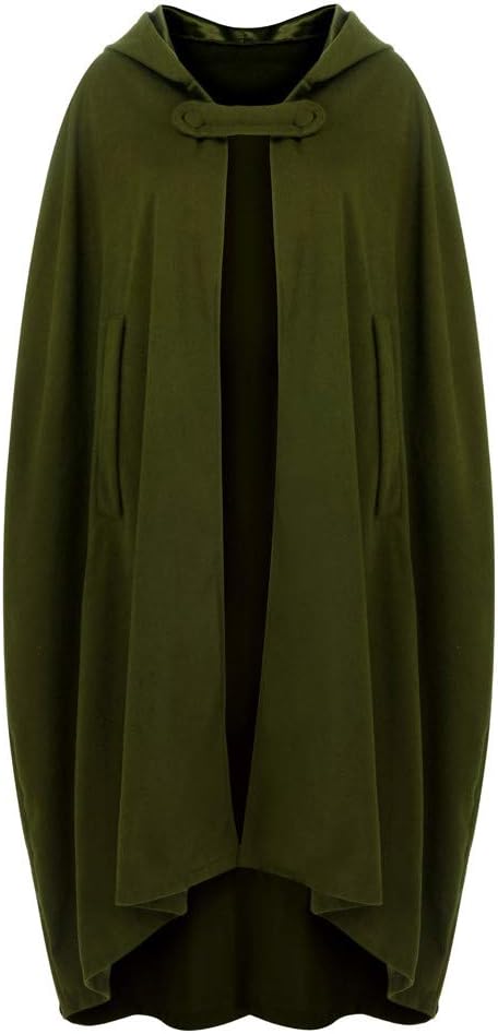 Lange Umhang mit Kapuze DamenVintage Einfarbig Poncho RobeHalloween KostümLeichte TrenchcoatWinddich